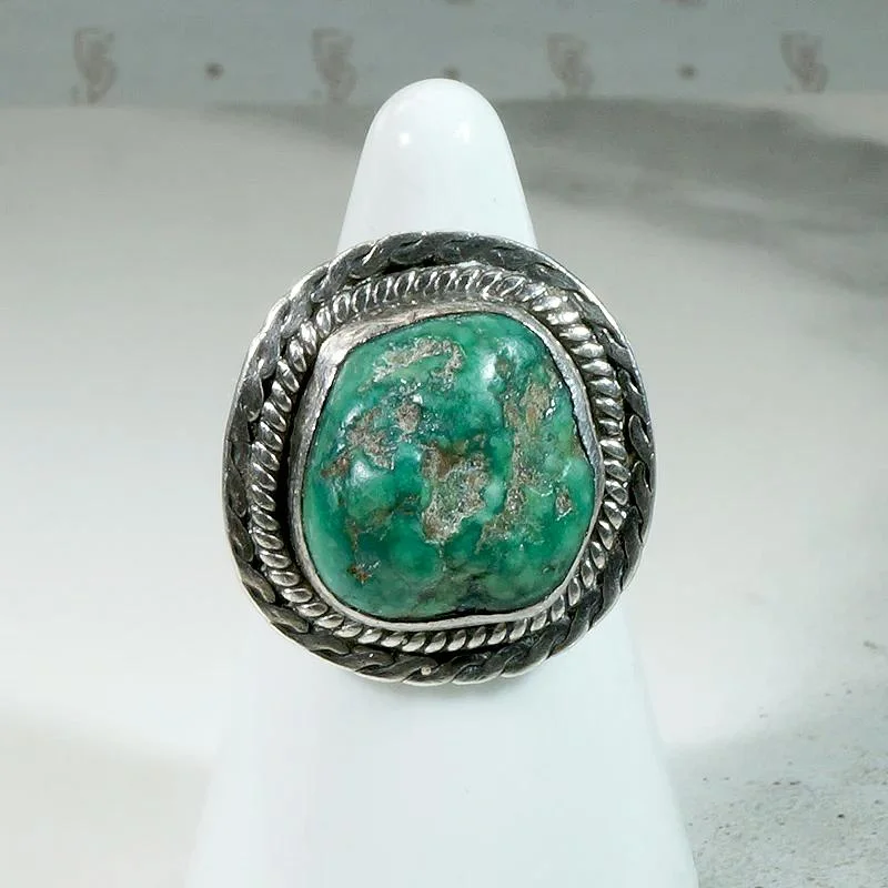 Dreamy Stone Rings -Bold Green Turquoise & Sterling Navajo Ring