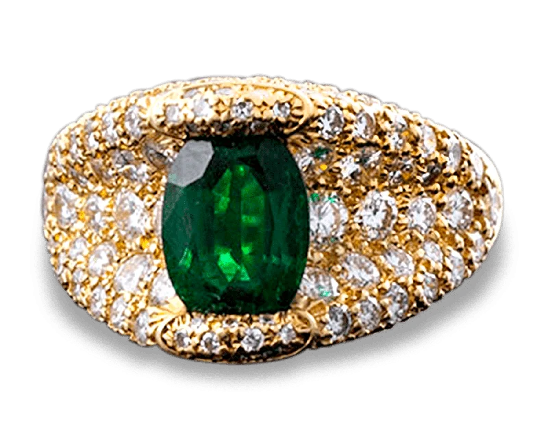 Promise Band Rings -Henry Dunay Tsavorite Garnet and Diamond Ring