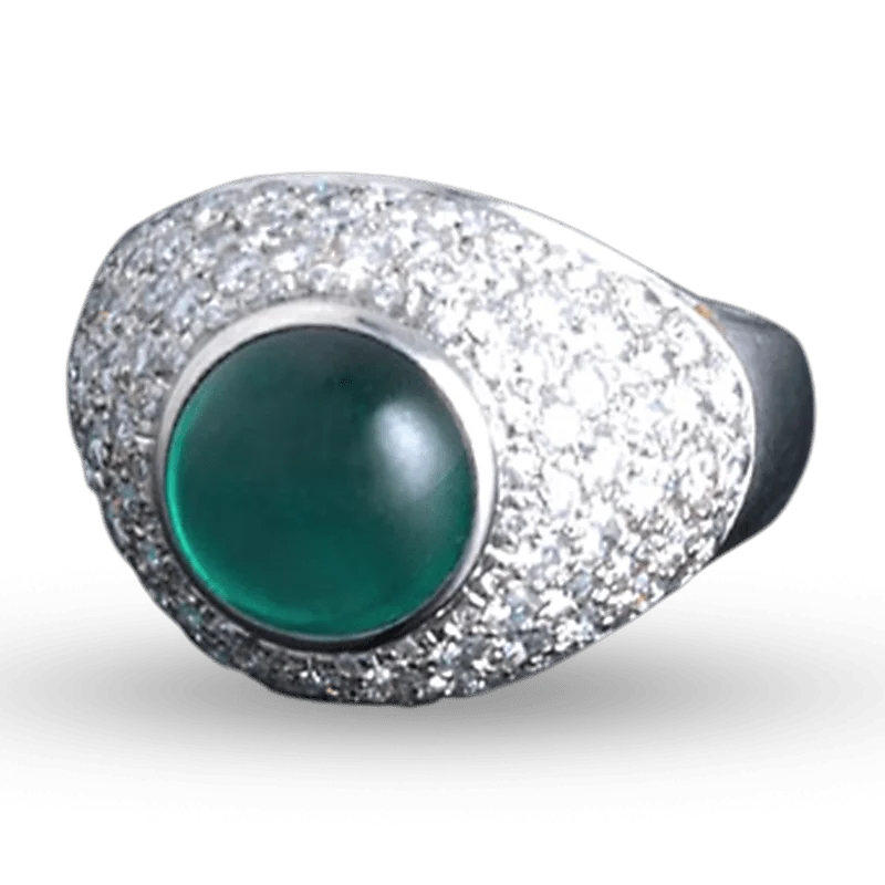 Enchanted Gem Rings -Emerald and Diamond Dome Ring, 3.69 Carats