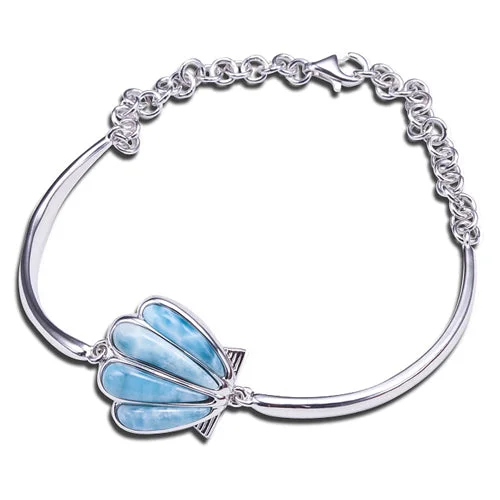 Ladies Farmhouse Bracelets -Larimar Sterling Silver Shell Bracelet