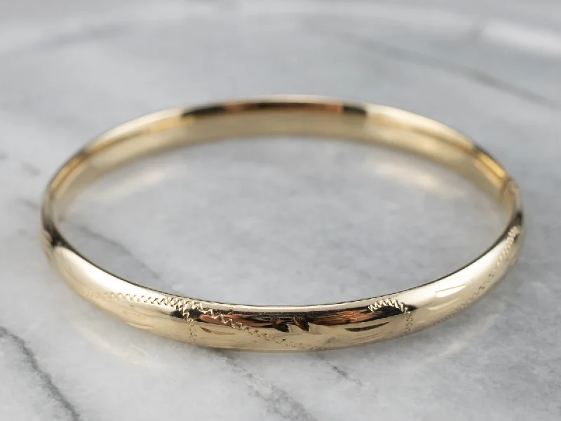 Ladies Dog Bracelets -Vintage Yellow Gold Bangle Bracelet