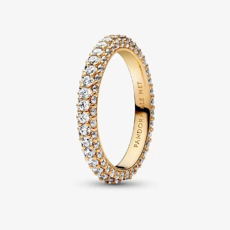 Happiness Design Rings -PANDORA : Pandora Timeless Pavé Single-row Ring in Gold Plated