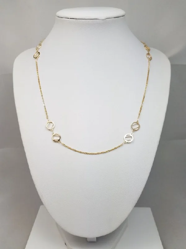 Ladies Necklaces for Wedding Vows-Cute 17.5" 14k Yellow Gold Fancy Link Chain Necklace