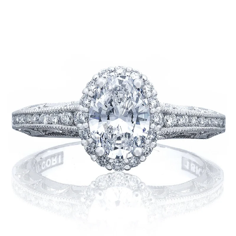 Small Engagement Rings -Reverse Crescent | Oval Bloom Engagement Ring 2618OV75X55