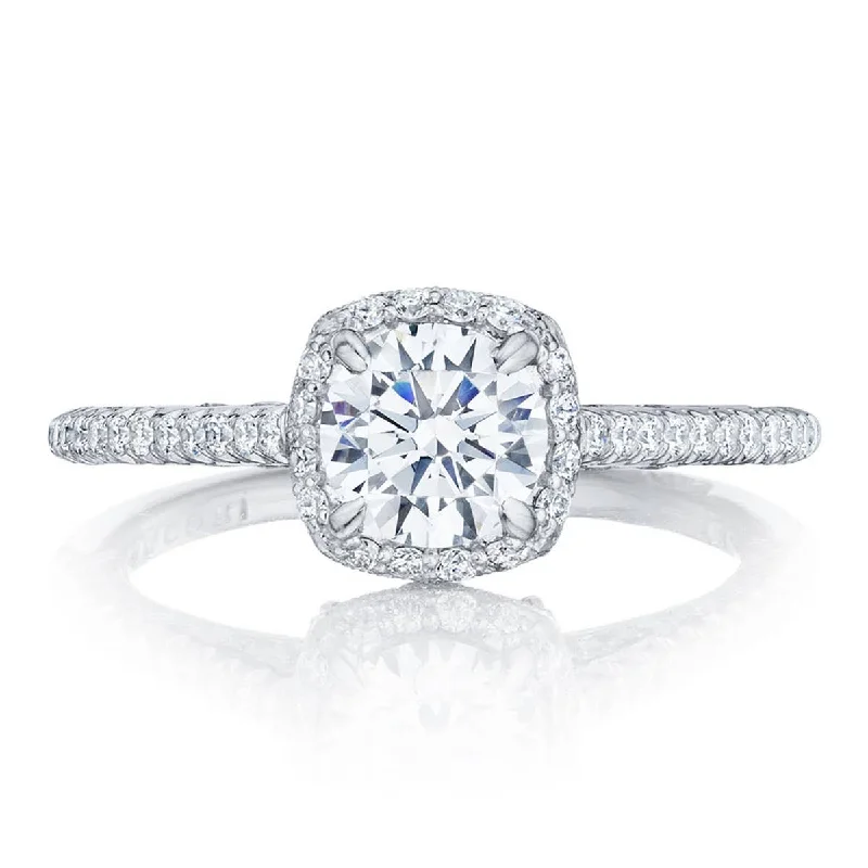 Chunky Engagement Rings -Petite Crescent | Round with Cushion Bloom Engagement Ring HT254715CU65