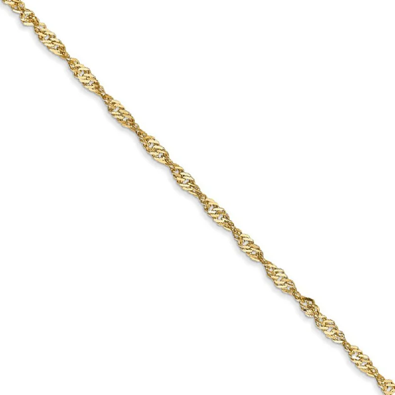 Ladies Oxidized Bracelets -1.6mm 14k Yellow Gold Diamond Cut Singapore Chain Bracelet & Anklet