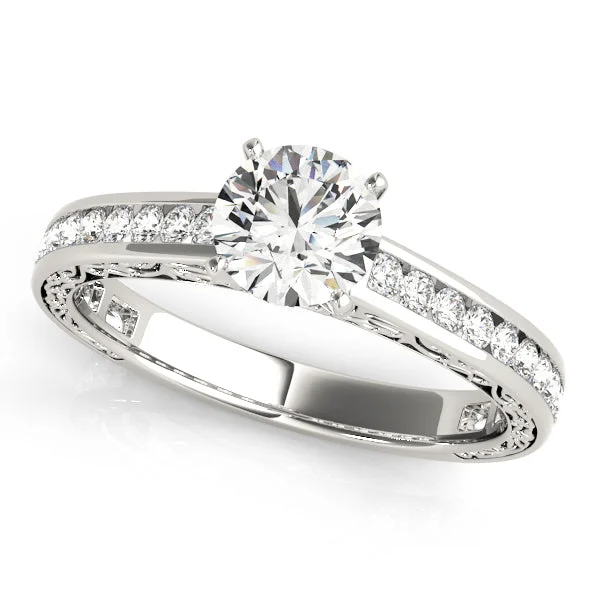 Nature-Inspired Engagement Rings -14K Channel Set Antique Side Vintage Engagement Ring