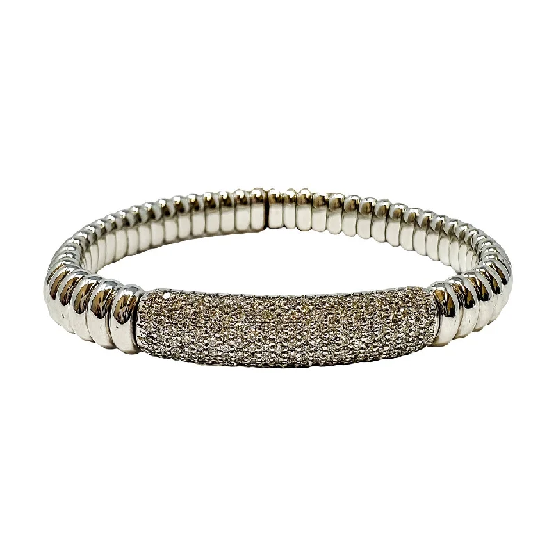 Ladies Coastal Bracelets -New Hulchi Belluni 18K White Gold Diamond Stretch Bracelet