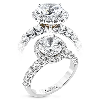 Chakra Engagement Rings -Round-Cut Halo Engagement Ring In 18k Gold With Diamonds LR2489