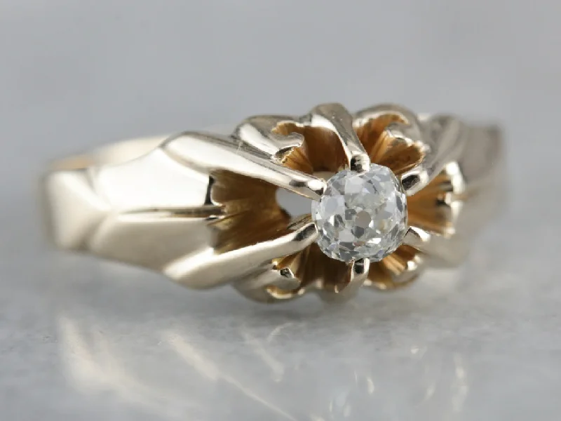 Soft Engagement Rings -Victorian Old Mine Cut Diamond Engagement Ring