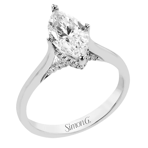 Large Engagement Rings -Marquise-Cut Hidden Halo Engagement Ring In 18k Gold With Diamonds LR4778-MQ