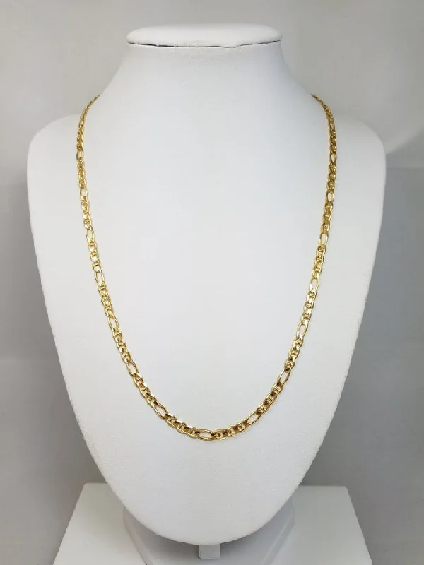 Ladies Necklaces with Sunny Citrine-Unique 20" Solid 14k Yellow Gold Figarucci Link Chain Necklace