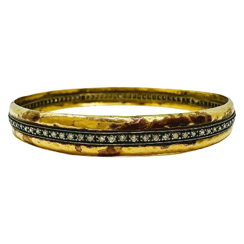 Ladies Monochrome Bracelets -18K Vintage Gold Bangle Bracelet with Diamond