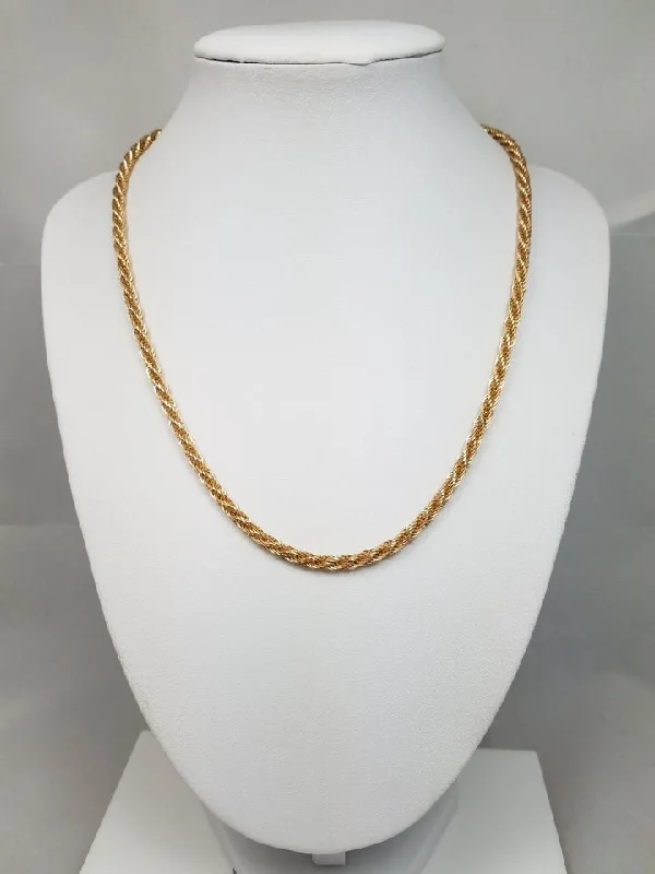 Ladies Necklaces Stretchable Length-Fancy Link Hollow 14k Yellow Gold 18" Necklace