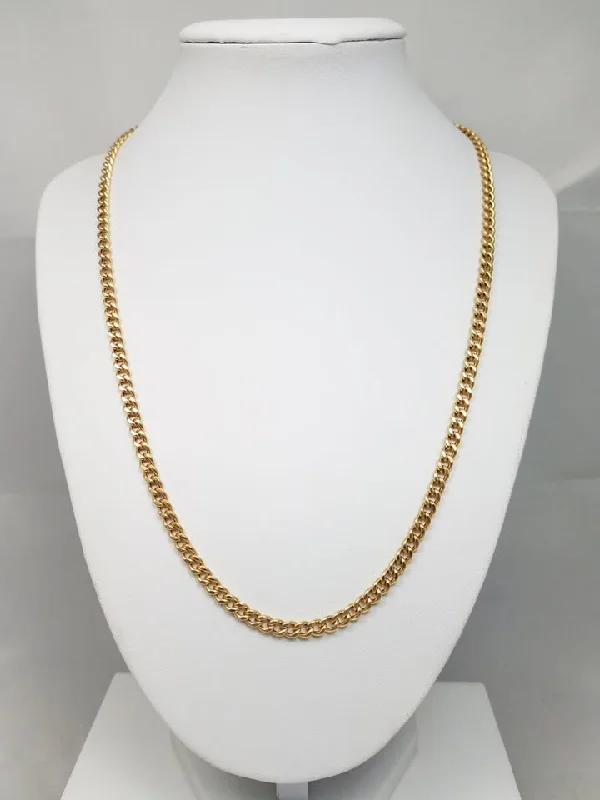 Ladies Necklaces with Sparkling Gems-Sporty 20.5" 14k Yellow Gold Hollow Curb Link Chain Necklace