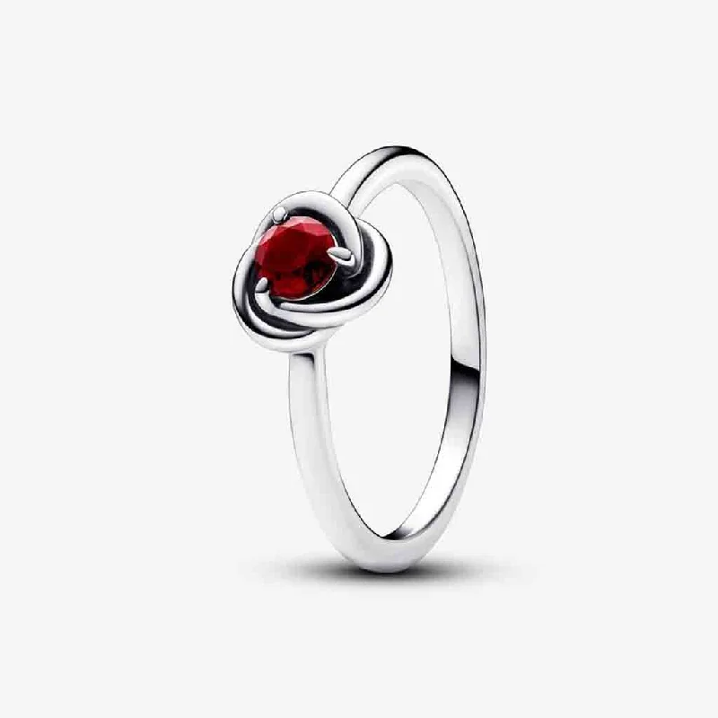 Heart Shaped Rings -PANDORA : January Red Eternity Circle Ring