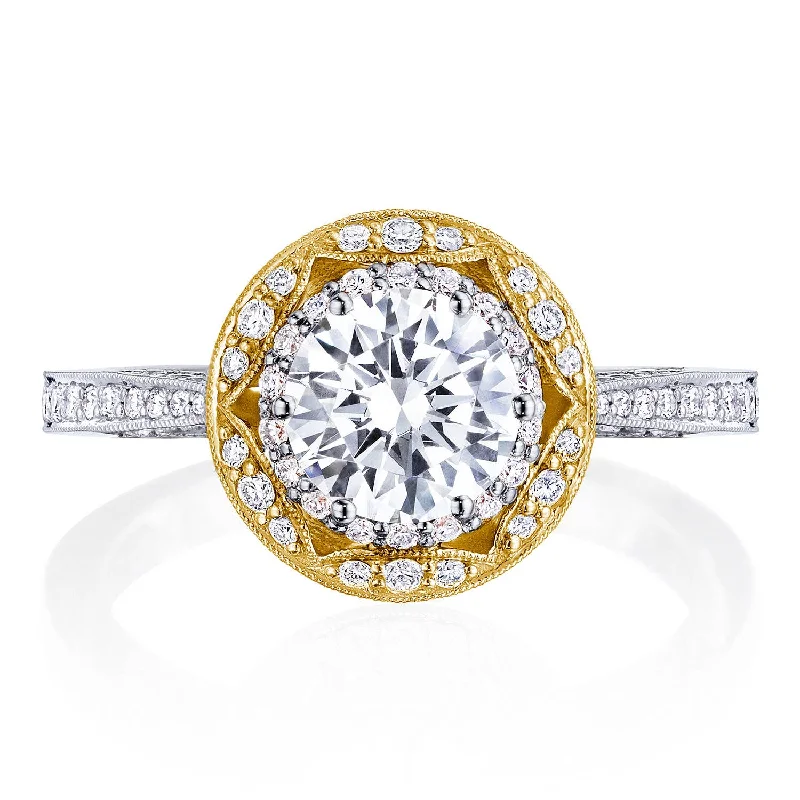 Designer Engagement Rings -Crescent Chandelier | Round Bloom Engagement Ring HT2570RD65Y