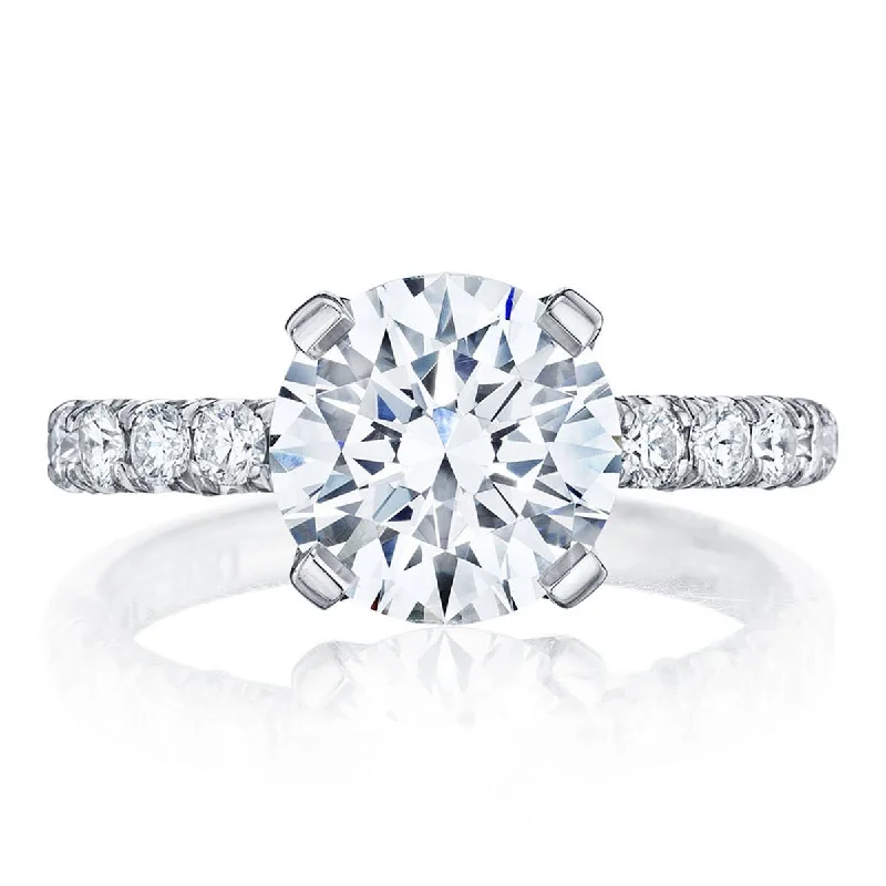 Flush Set Engagement Rings -Petite Crescent | Round Solitaire Engagement Ring HT254525RD8