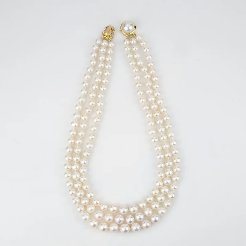 Ladies Necklaces Retro Vibes-Necklace - Freshwater Pearls With Pearl Clasp