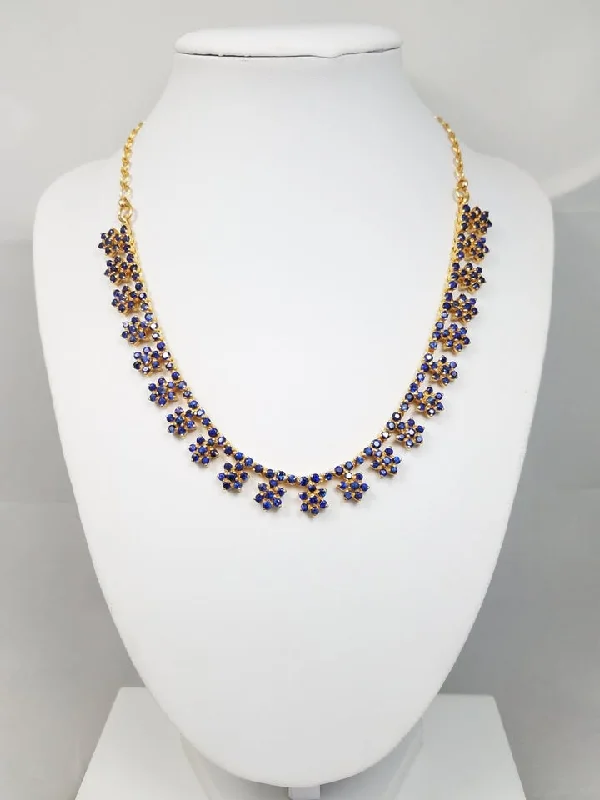 Ladies Necklaces with Pink Vivianite-Opulent 22k Yellow Gold Lab Created Blue Gem Necklace