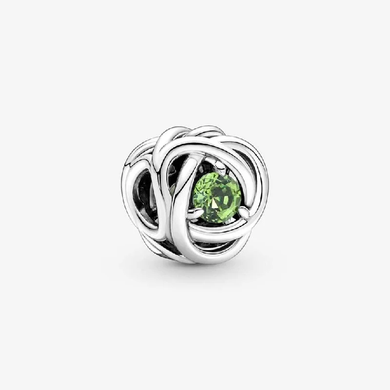 White Gem Rings -PANDORA : August Spring Green Eternity Circle Charm