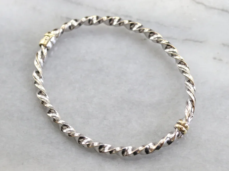 Ladies Oxidized Bracelets -Polished 18K Gold Bangle Bracelet