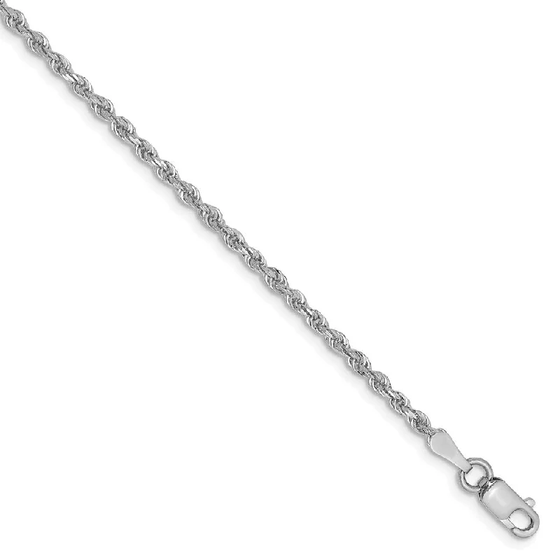 Ladies Urban Bracelets -2mm, 14k White Gold D/C Quadruple Rope Chain Anklet or Bracelet