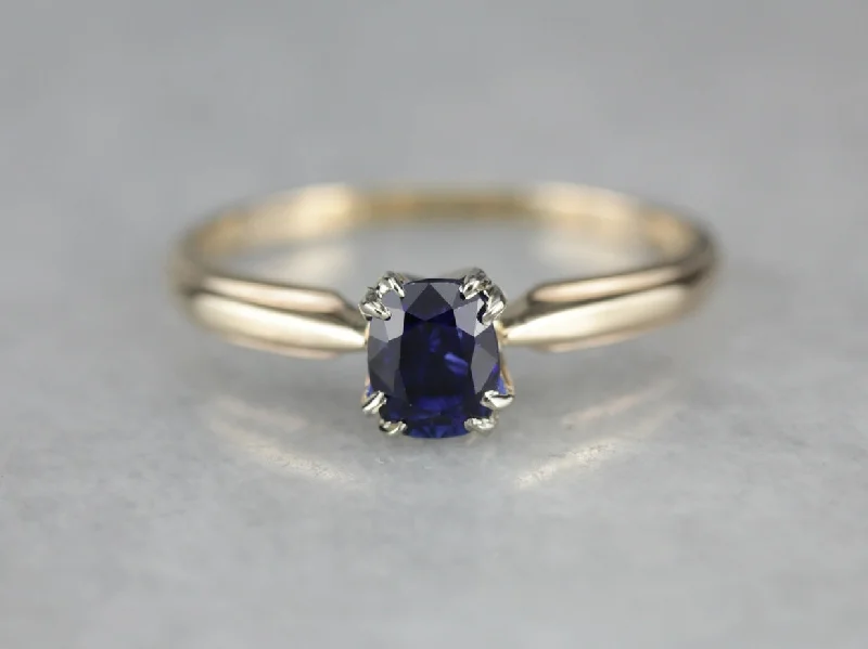 Twisted Band Engagement Rings -Classic Solitaire Sapphire Engagement Ring