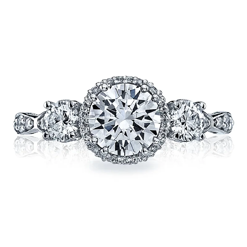 Edwardian Engagement Rings -Dantela | Round 3-Stone Engagement Ring 54-2RD65