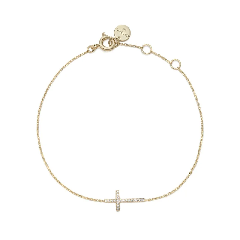 Ladies Cluster Bracelets -Horizontal CZ Cross Bracelet