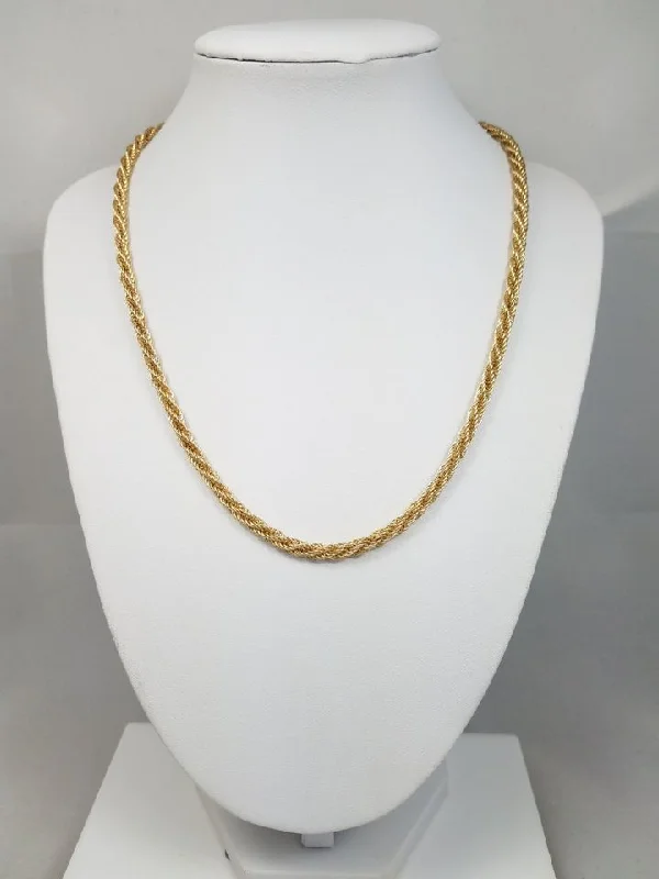 Ladies Necklaces with Blue Pectolite-Fine 18" 14k Yellow Gold Hollow Fancy Rope Chain Necklace