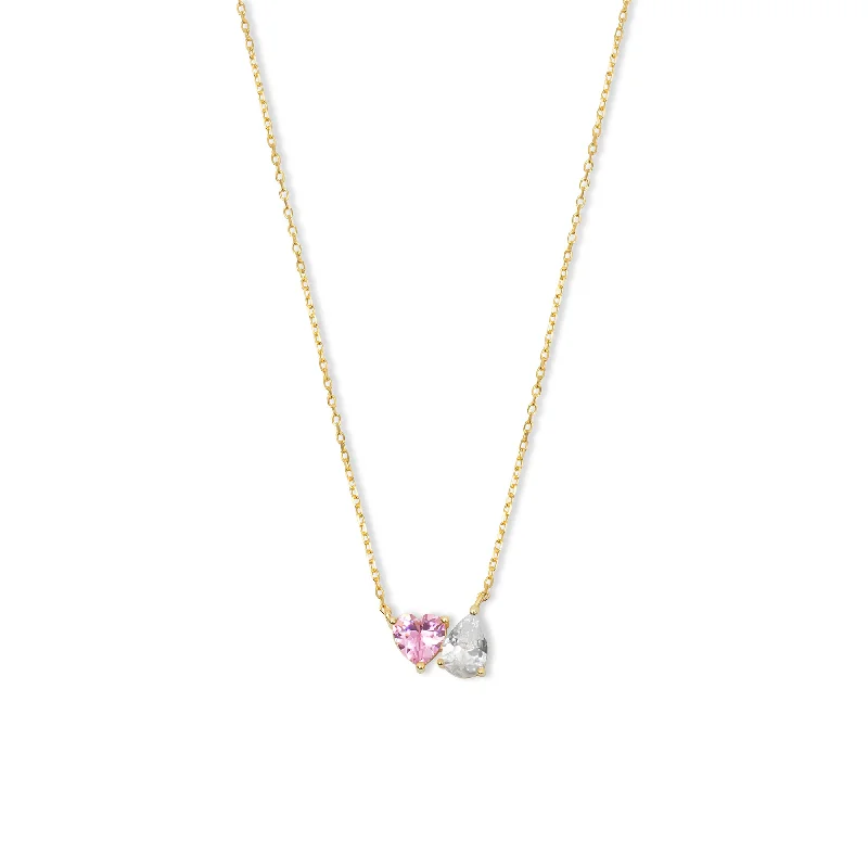 Ladies Necklaces Artistic Flair-THE PINK HEART PEAR NECKLACE