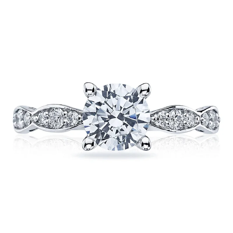 Luxury Engagement Rings -Sculpted Crescent | Round Solitaire Engagement Ring 46-25RD65