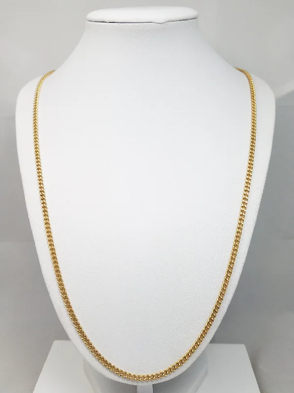 Ladies Necklaces with Blue Jeremejevite-Classy 25" Solid 18k Yellow Gold Curb Link Chain Necklace