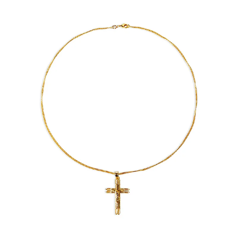 Ladies Necklaces for Advocates-THE PAVE' BAGUETTE CRUCIFIX PENDANT NECKLACE