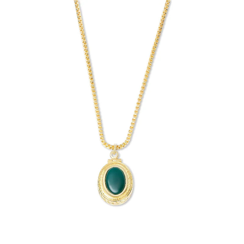 Ladies Necklaces with Shimmering Opal-THE EMERALD HEIRLOOM PENDANT NECKLACE