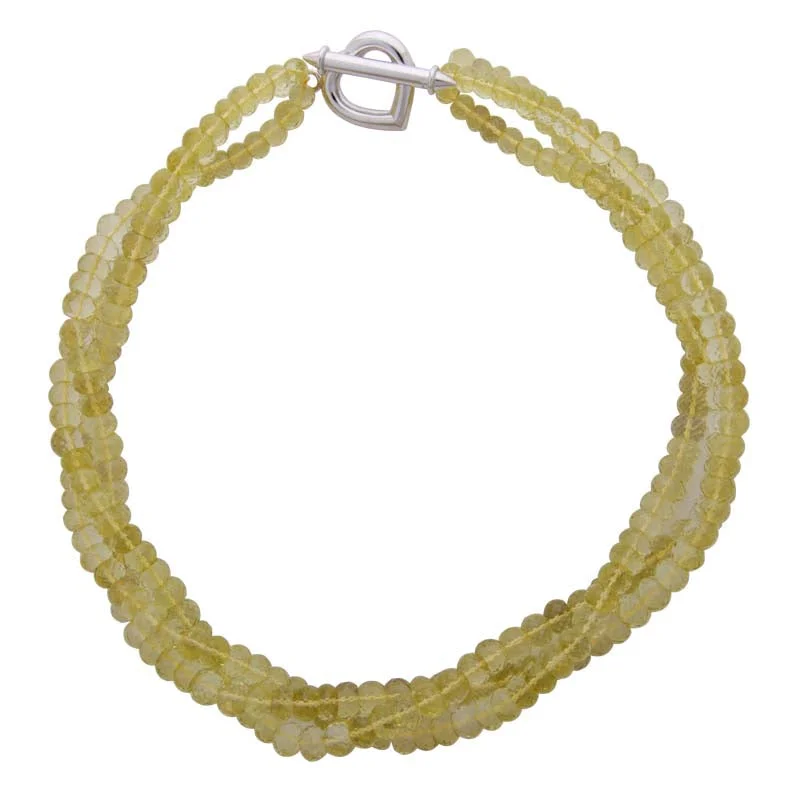 Ladies Necklaces with Heart Drop-Toggle Necklace - Lemon Quartz  (23AS)