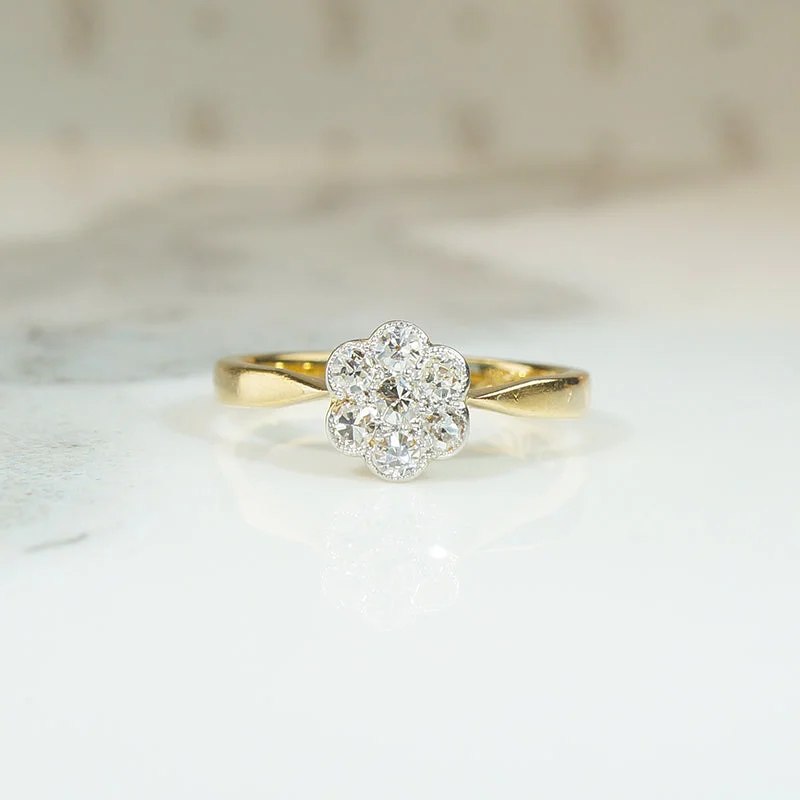 Ethnic Style Rings -Dainty Daisy Diamond Cluster in Platinum & 18ct Ring