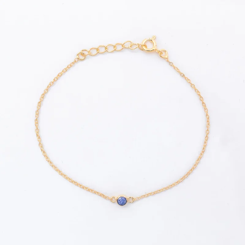 Ladies Polished Bracelets -Gold Vermeil Raw Sapphire Solitaire Bracelet