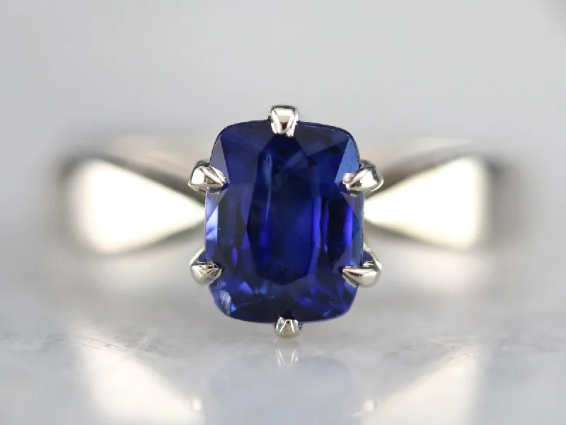 Custom Engagement Rings -Sapphire White Gold Solitaire Engagement Ring