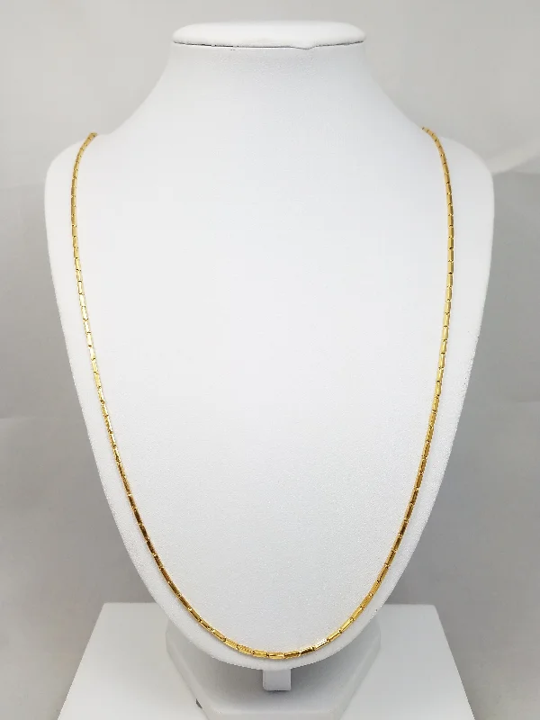 Ladies Necklaces with Clear Zircon-Fabulous 22k Yellow Gold Hollow Baht Link 32" Necklace