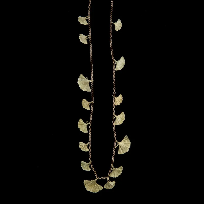 Ladies Necklaces with Sparkling Gems-Ginkgo Necklace - Long