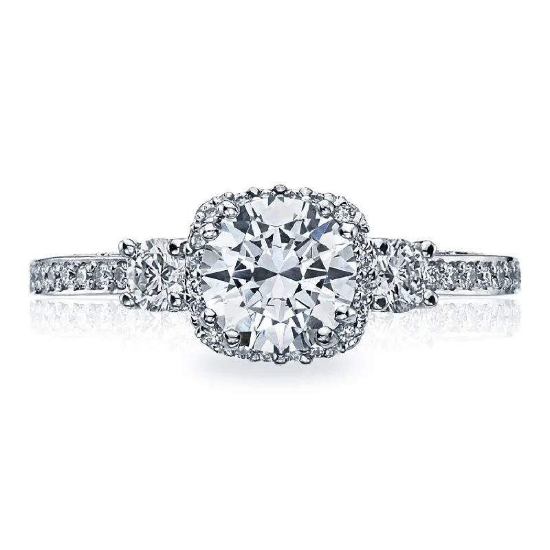 Harmony Engagement Rings -Dantela | Round with Cushion Bloom 3-Stone Engagement Ring 2623RDSMP