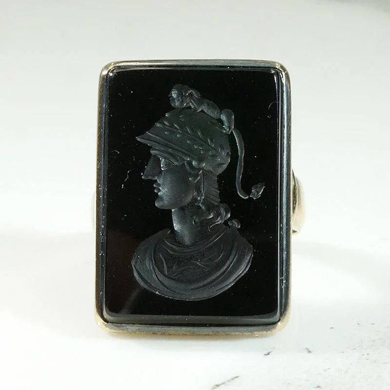 Spiritual Stone Rings -Soldier with Dacian Draco Standard Onyx Intaglio Ring