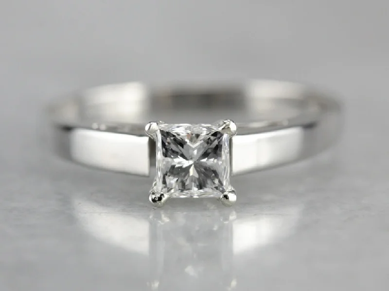 Open Band Engagement Rings -Platinum Princess Cut Diamond Engagement Ring