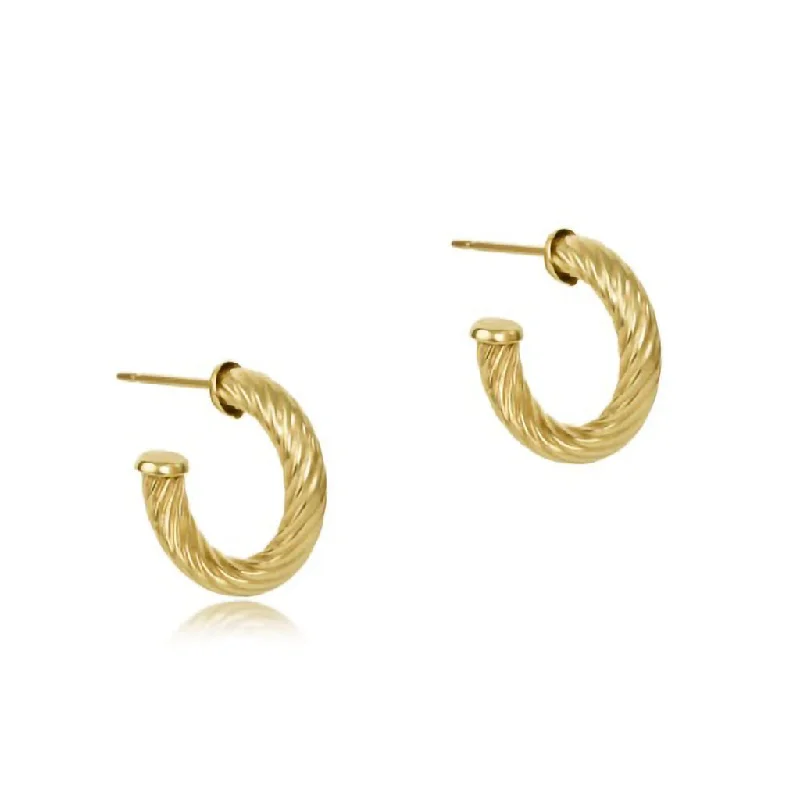 Green Stone Rings -enewton design :  Round Gold 0.5" Post Hoop 4mm Textured Twist Earing