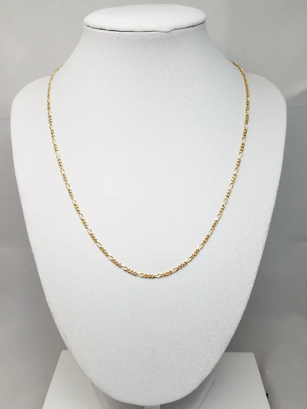 Ladies Necklaces for Retirees-Classic 18" Solid 14k Yellow Gold Figaro Link Chain Necklace