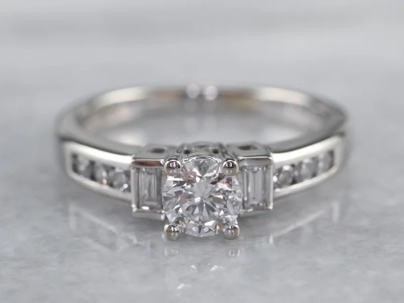 Prong Set Engagement Rings -Diamond White Gold Engagement Ring