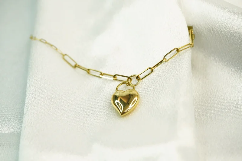 Ladies Luxury Bracelets -14k Clip Heart Pendant Bracelet