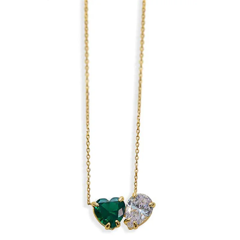 Ladies Necklaces with Etched Details-THE GREEN EMERALD HEART PEAR NECKLACE